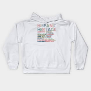 Hispanic Heritage Month Latino All Countries Names Kids Hoodie